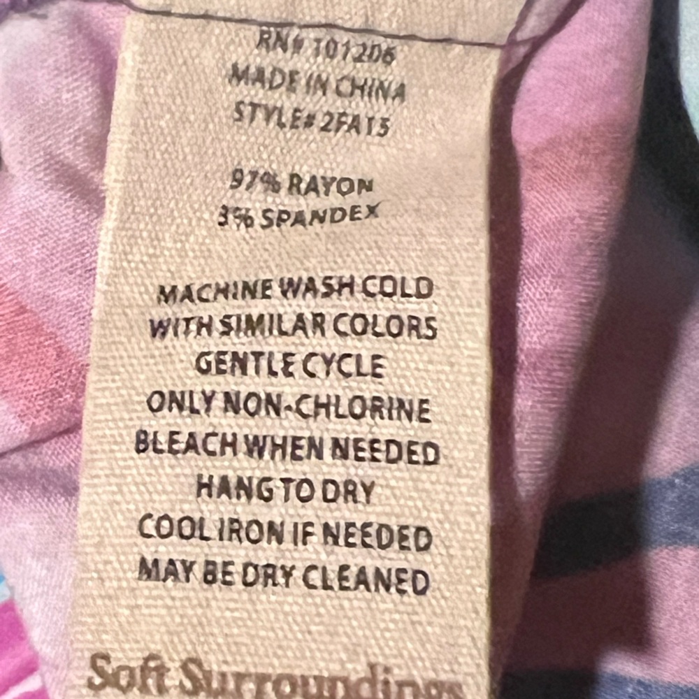Soft Surroundings Bold Tropical Boatneck Tunic in Navy, Pink and Teal - Picture 5 of 5